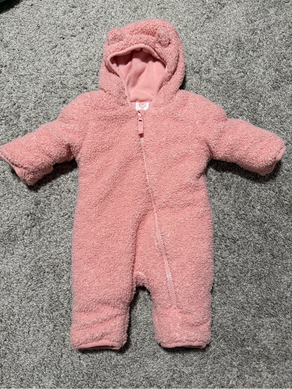 wonder nation Plush Pink Hooded Baby Footie One-Piece
